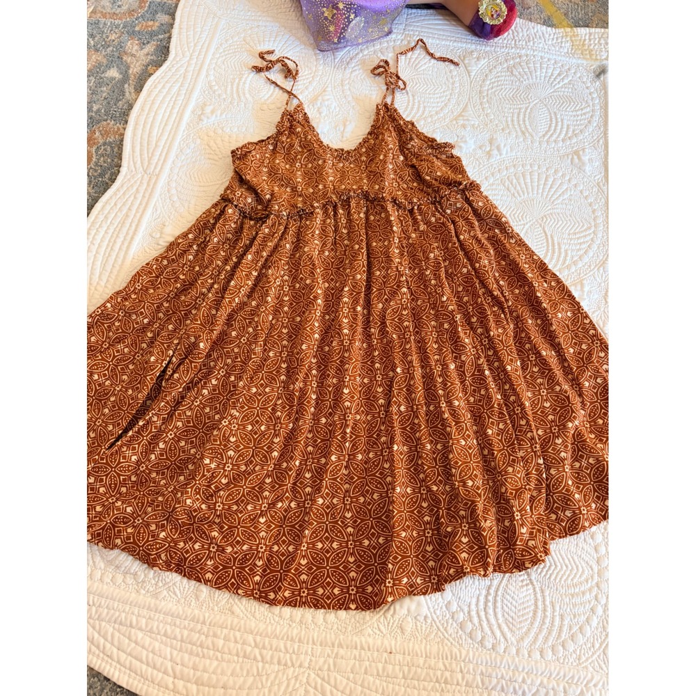 Patrons of Peace Womens Malibu Mini Dress Rust Orange Geometric Medallion Size S - Picture 10 of 10